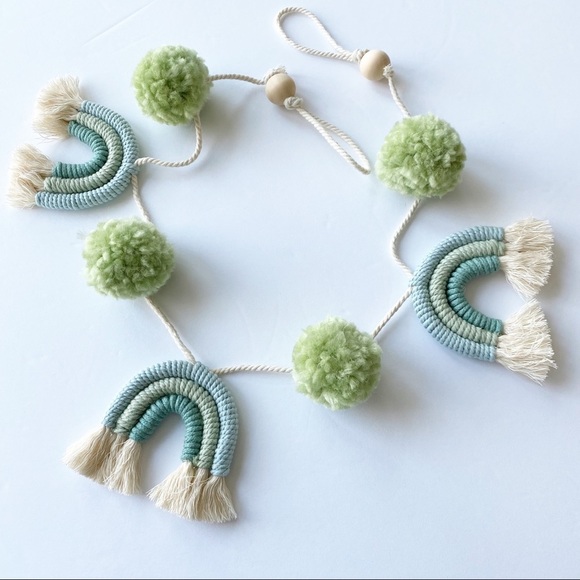 Macrame Rainbow Garland Baby Shower Garland Decor Baby Room Decor Pastel Green - Picture 4 of 4